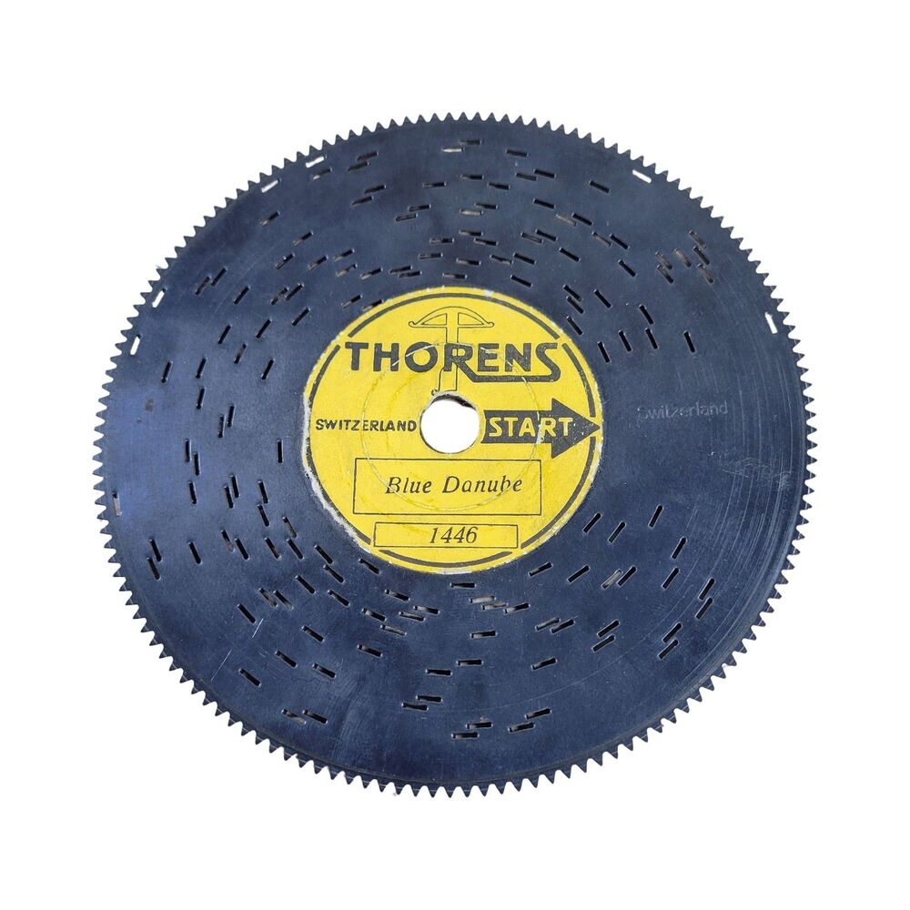 Vtg Thorens Music Box Discs Metal Blue Danube 1446